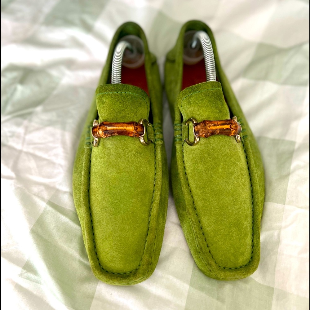 MEN’S Green Suede GUCCI Driving Shoe with Horsebit
